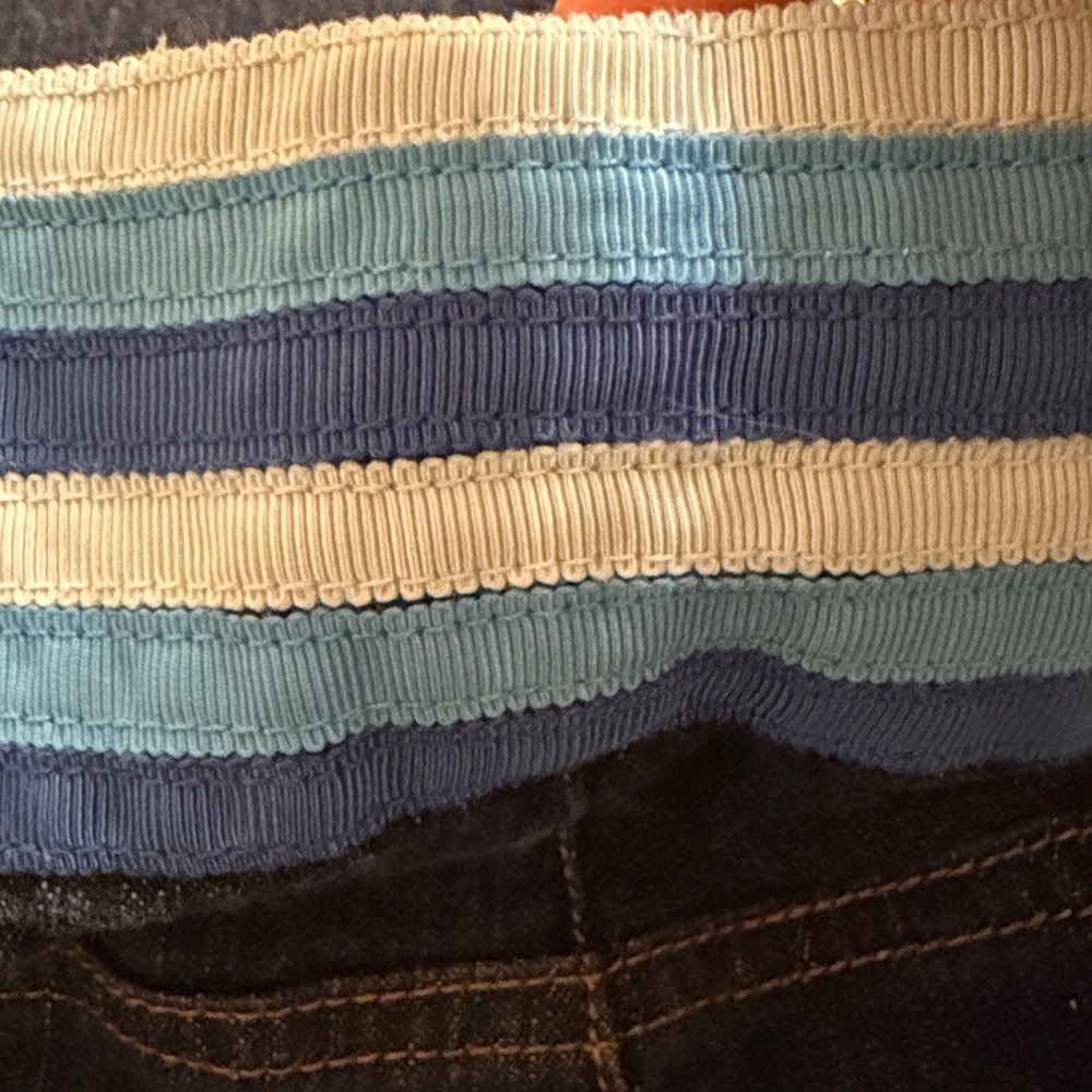 Michael Kors Dark Indigo Straight Leg Jeans Blue Striped Waistband size 8 - Picture 12 of 12